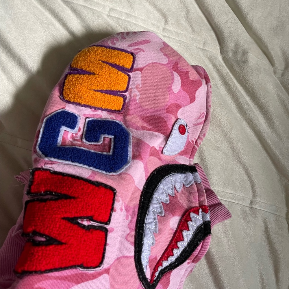 pink, color full bape hoodie size medium, zip up